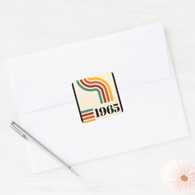 1965 Retro Stripe Vintage Poster Square Sticker (Envelope)