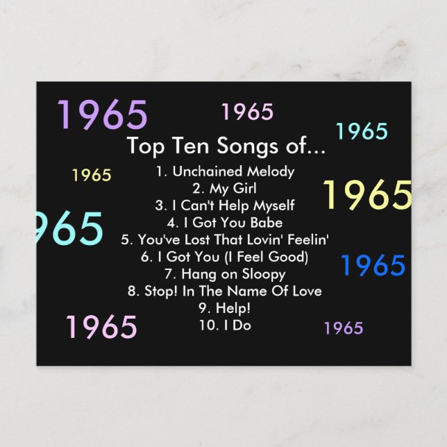 1965 Songs Postcard (Front)