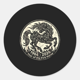1966 2026 year of the fire horse chinese zodiac classic round sticker