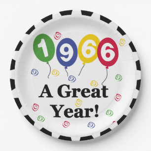 1966 A Great Year Birthday Paper Plates
