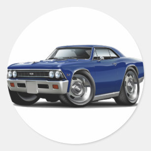 1966 Chevelle Dark Blue Car Classic Round Sticker