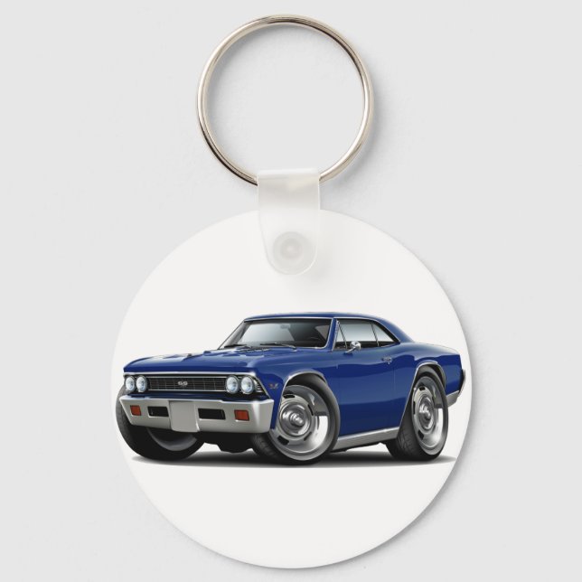 1966 Chevelle Dark Blue Car Keychain (Front)