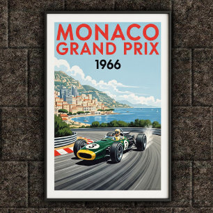 1966 Monaco Grand Prix Vintage Wall Poster