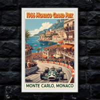 1966 Monaco Grand Prix Vintage Wall Poster