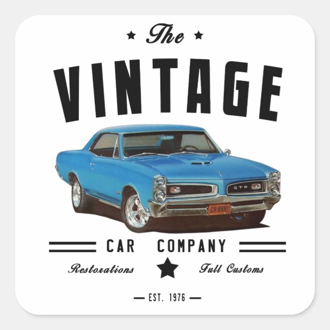 1966 Pontiac GTO Vintage Garage Square Sticker (Front)