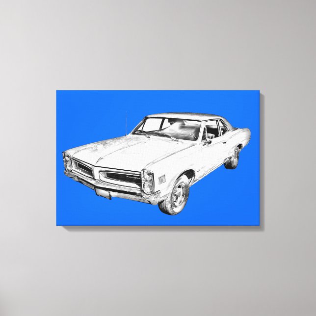 1966 Pontiac Lemans Car Illustration Canvas Print (Front)