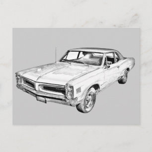 1966 Pontiac Lemans Car Illustration Postcard