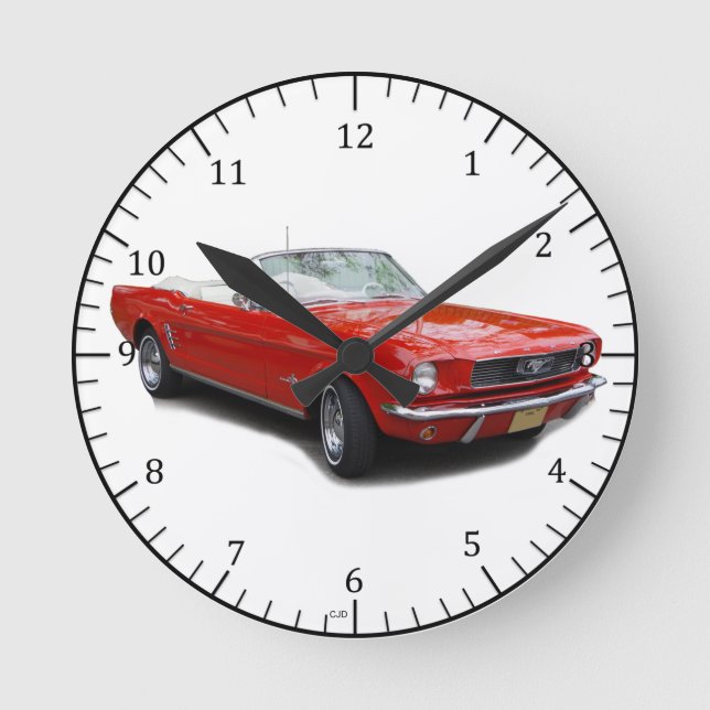 1966 red convertible classic car clock (Front)