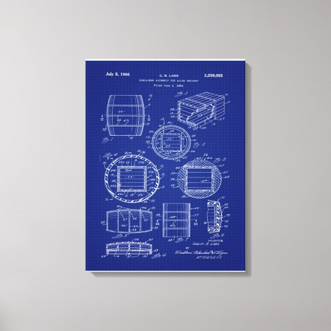 1966 Whiskey Container Art Canvas Print (Front)