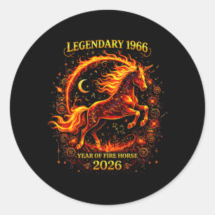 1966 Year of The Fire Horse 60th Birthday Chinese Classic Round Sticker