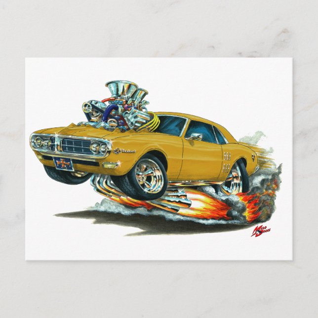 1967-68 Firebird Gold Car Postcard (Front)