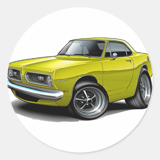 1967-69 Barracuda Yellow Coupe Classic Round Sticker (Front)
