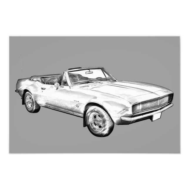 1967 Camaro muscle Car Illustration Photo Print (Front)