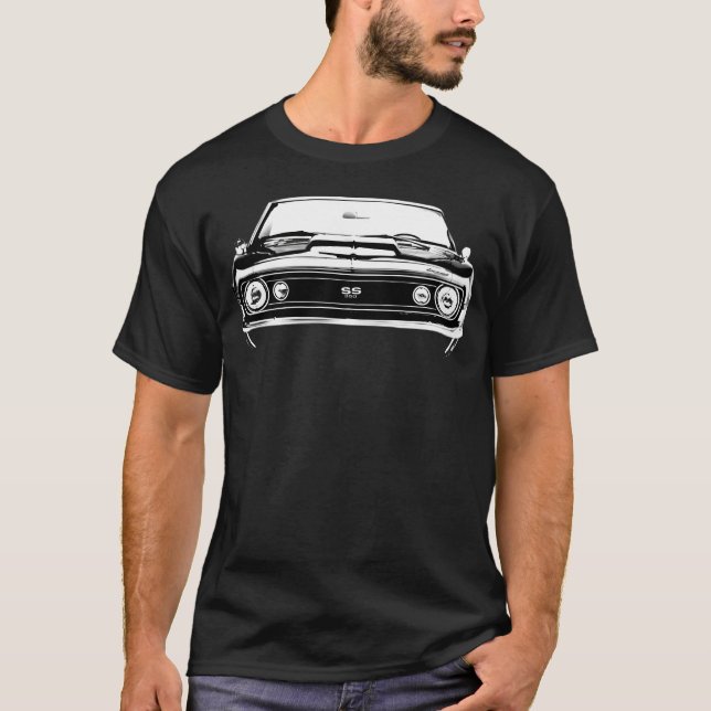1967 Camaro Ss Front Grill View Silhouette Muscle  T-Shirt (Front)