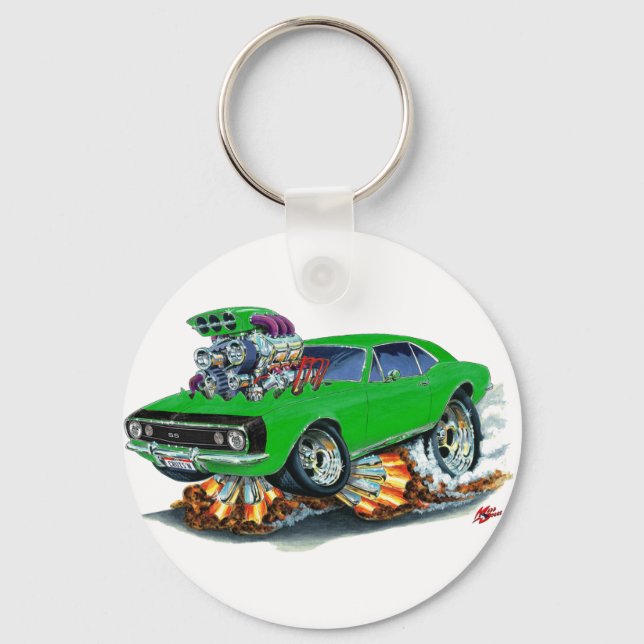 1967 Camaro SS Green-Black Car Keychain (Front)