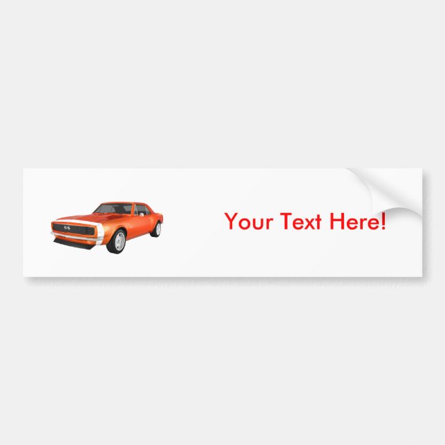 1967 Camaro SS: Orange Finish: 3D Model: Bumper Sticker (Front)