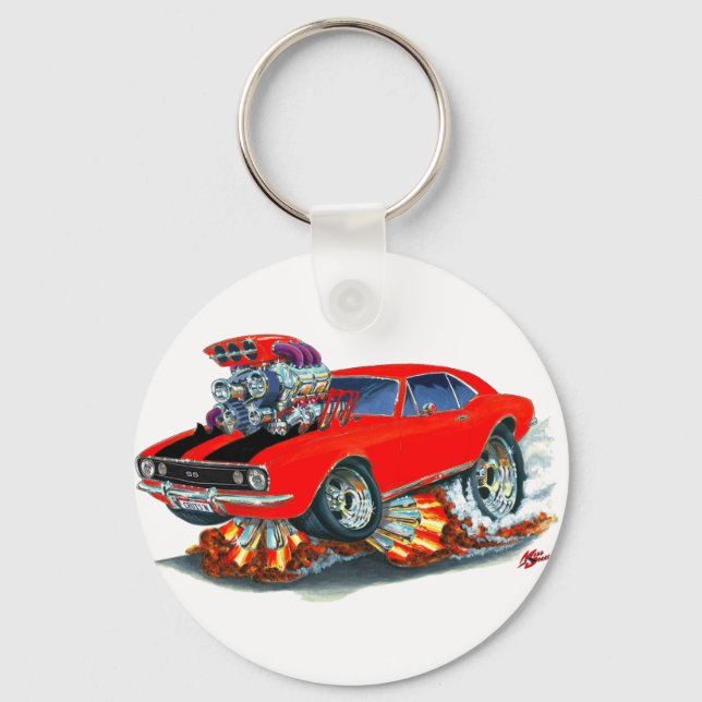 1967 Camaro SS Red-Black Car Keychain (Front)