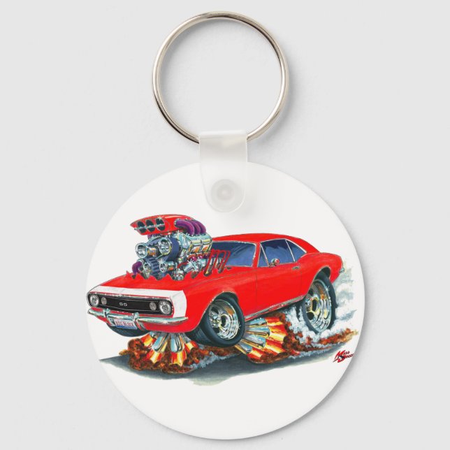 1967 Camaro SS Red-White Car Keychain (Front)