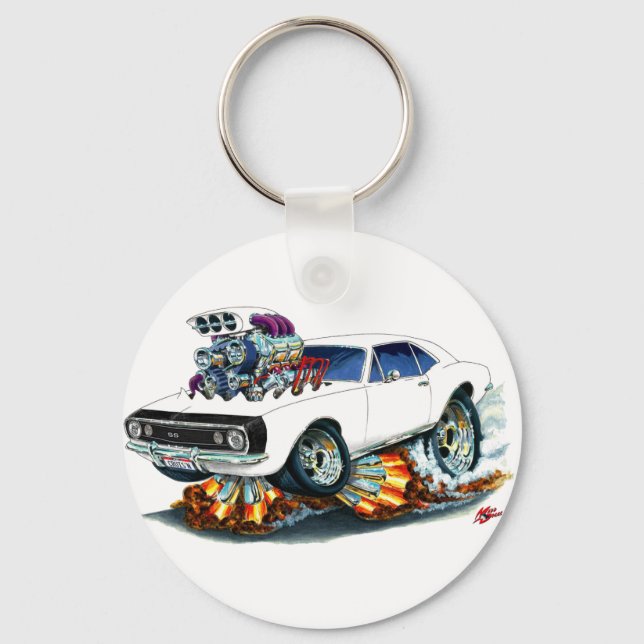 1967 Camaro SS White-Black Car Keychain (Front)