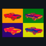 1967 Chevy Camaro RS Convertible Pop Art Poster<br><div class="desc">1967 Chevy Camaro RS Convertible muscle car Pop Art image</div>