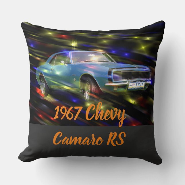1967 Chevy Camaro RS Men's Basic Dark T-Shirt Throw Pillow (Front)