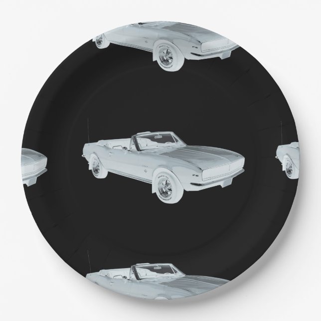 1967 Chevy Camaro RS Muscle Car Pop Art Paper Plate (Front)