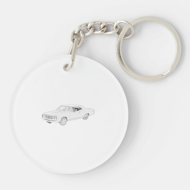1967 Chevy Chevelle Black and White Acrylic Keychain (Back)