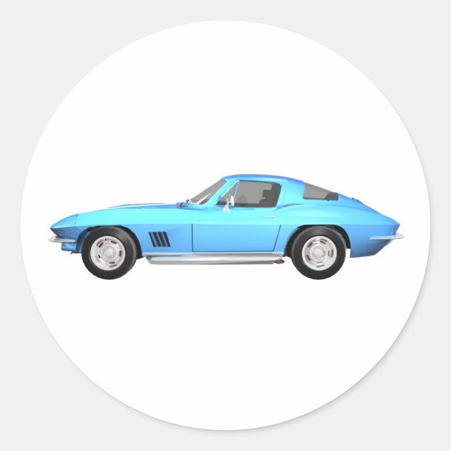 1967 Corvette Sports Car: Blue Finish: Classic Round Sticker (Front)