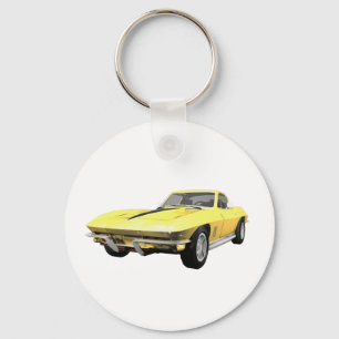 1967 Corvette Sports Car: Yellow Finish Keychain