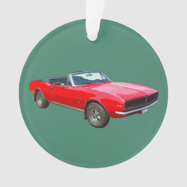 1967 Red Convertible Camaro Muscle Car Ornament (Front)
