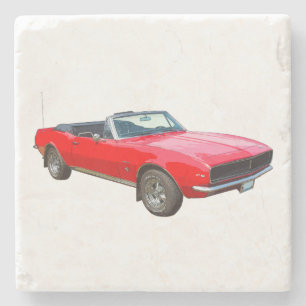1967 Red Convertible Camaro Muscle Car Stone Coaster