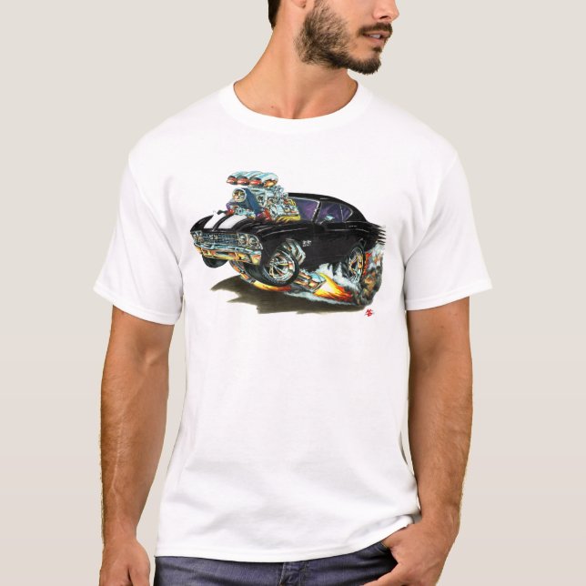 1968-69 Chevelle Black-White Car T-Shirt (Front)