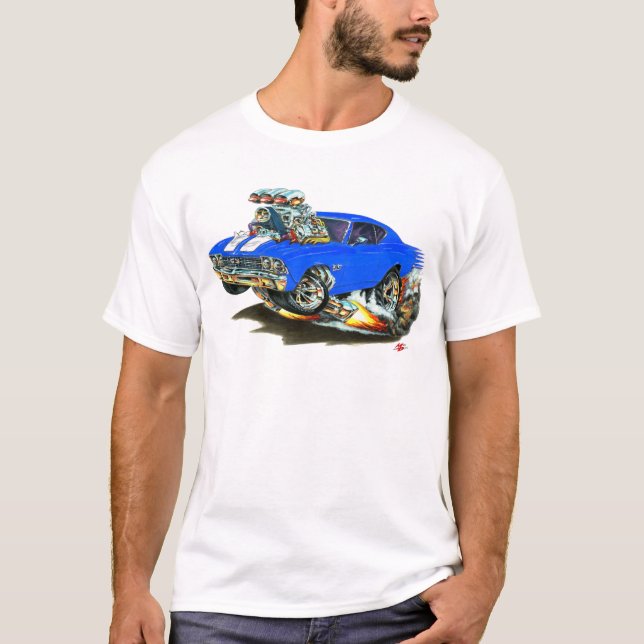 1968-69 Chevelle Blue White Car T-Shirt (Front)