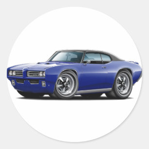 1968-69 GTO Dk Blue-Black Top Car Classic Round Sticker