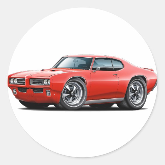 1968-69 GTO Red Car Classic Round Sticker (Front)