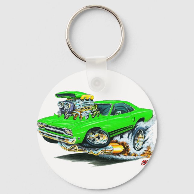 1968-69 Plymouth GTX Lime Car Keychain (Front)