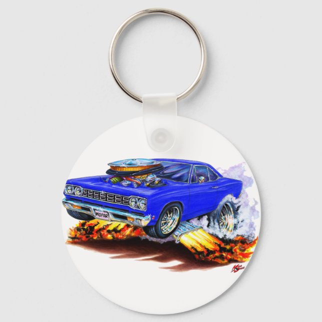 1968-69 Roadrunner Blue Car Keychain (Front)