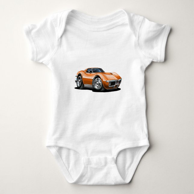 1968-72 Corvette Orange Car Baby Bodysuit (Front)