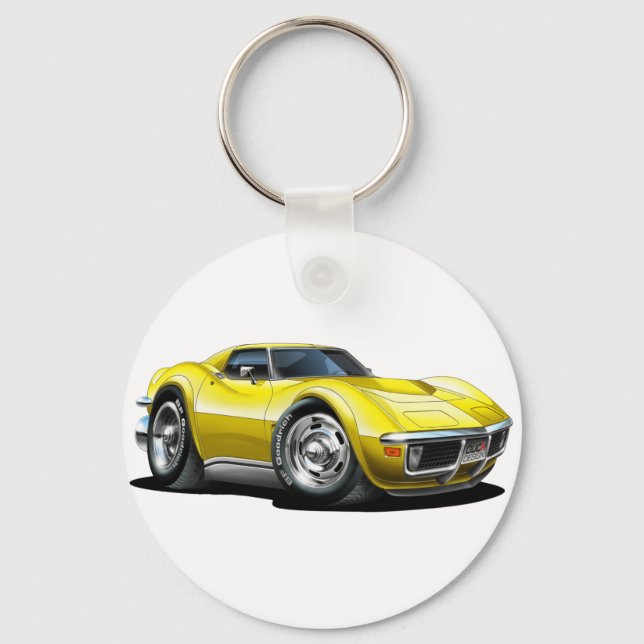 1968-72 Corvette Yellow Car Keychain (Front)