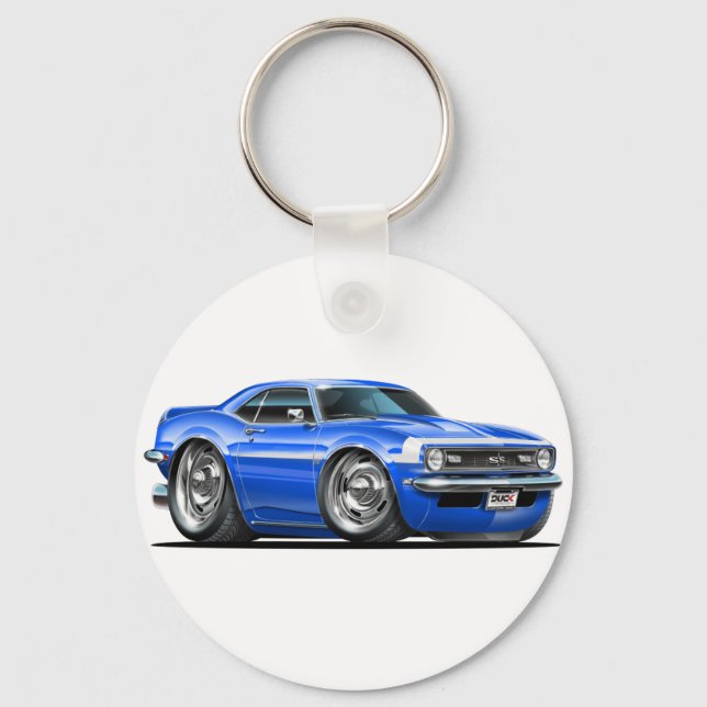 1968 Camaro Blue-White Car Keychain (Front)