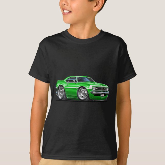 1968 Camaro Green-White Car T-Shirt (Front)