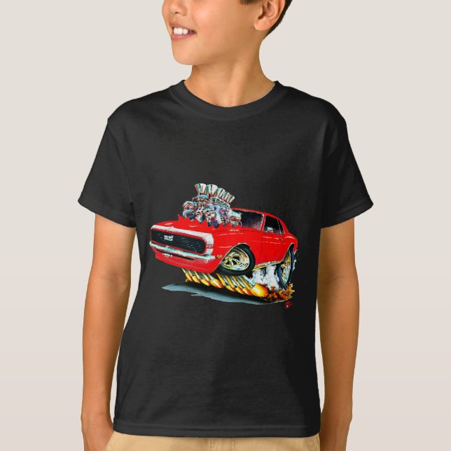 1968 Camaro Red-White Car T-Shirt (Front)