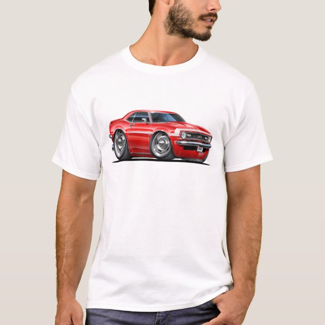 1968 Camaro Red-White Car T-Shirt (Front)