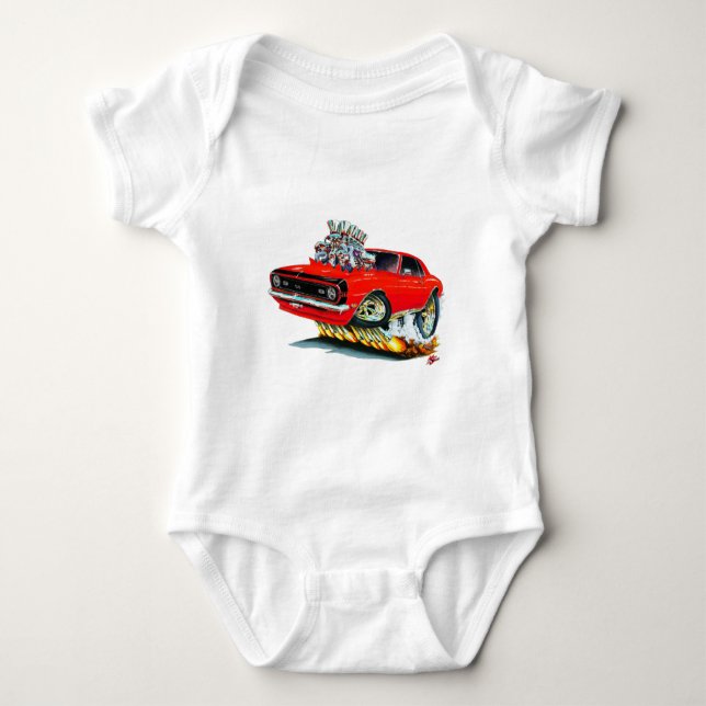 1968 Camaro SS Red-Black Car Baby Bodysuit (Front)