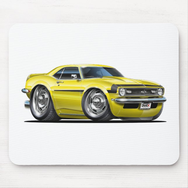 1968 Camaro Yellow-Black Car Mouse Pad (Front)