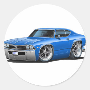 1968 Chevelle Blue Car Classic Round Sticker