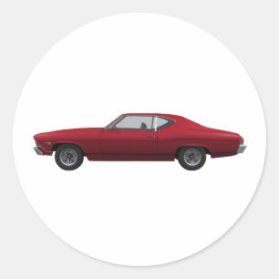 1968 Chevelle SS: Candy Apple Finish Classic Round Sticker