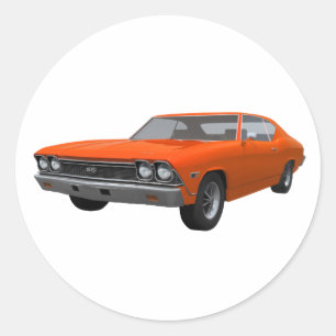 1968 Chevelle SS: Orange Finish Classic Round Sticker
