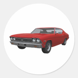 1968 Chevelle SS: Red Finish Classic Round Sticker