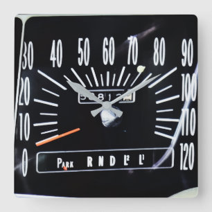 1968 Classic Car Speedometer Square Wall Clock